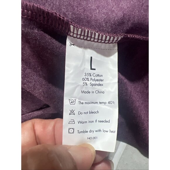 PGANDS Tunic Women Size L Purple Split V Neck Pleated Long Sleeve NWT - Picture 9 of 10